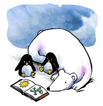 polar bear reading